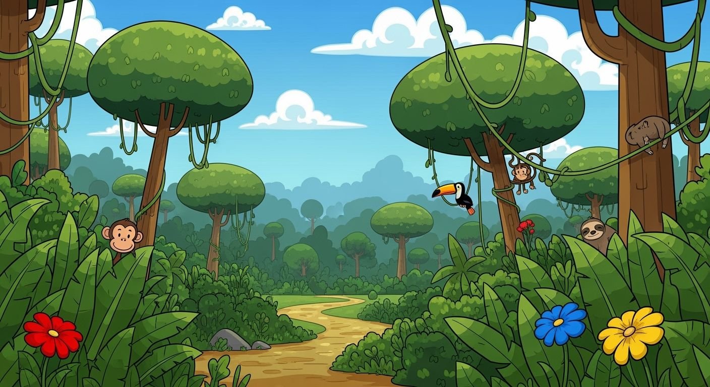 Cartoon jungle background image