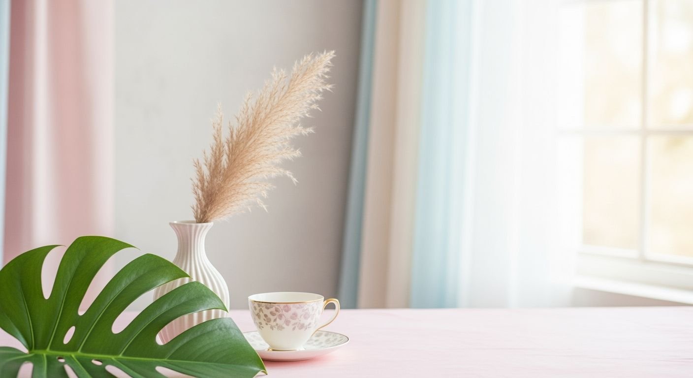 Cup of coffee and a plant