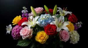 Flowers with a black background image