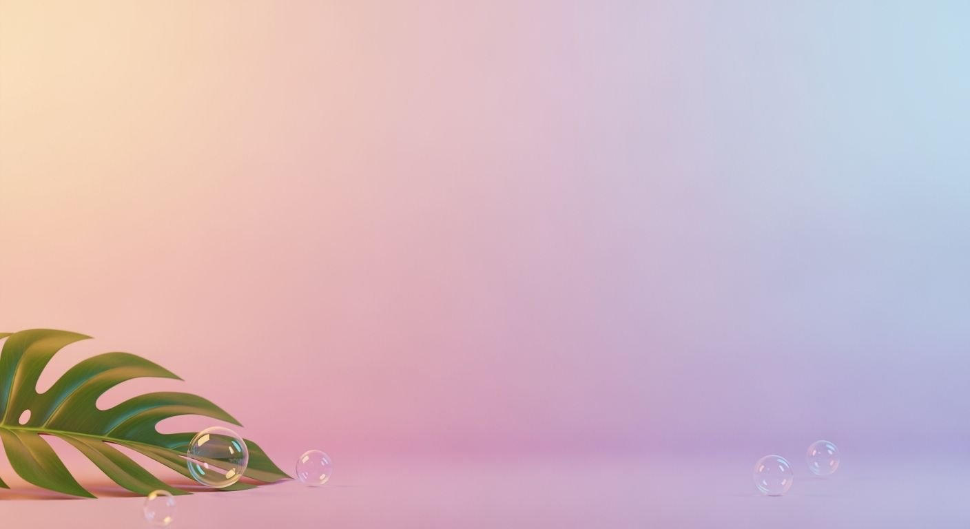 Green leaf and bubbles on a