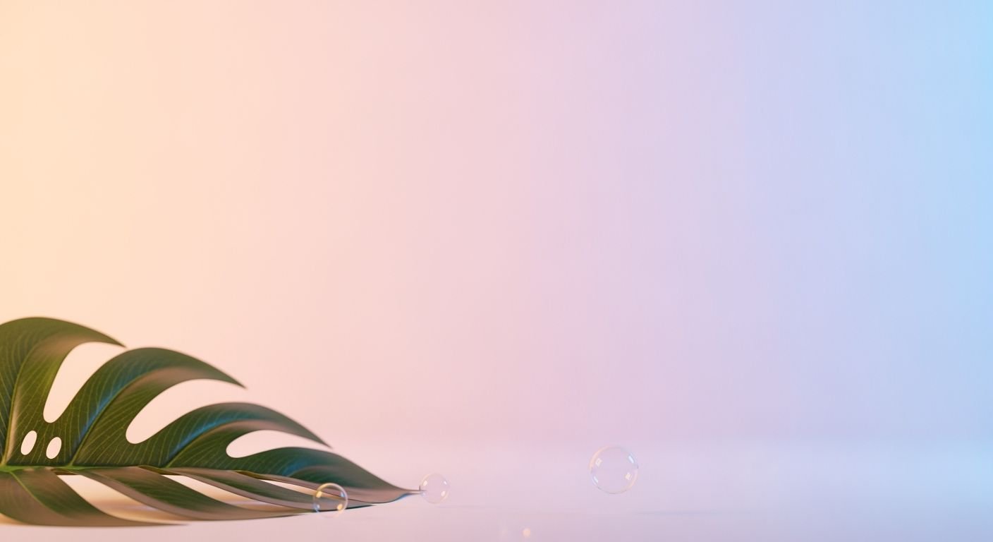 Green leaf on a blue and