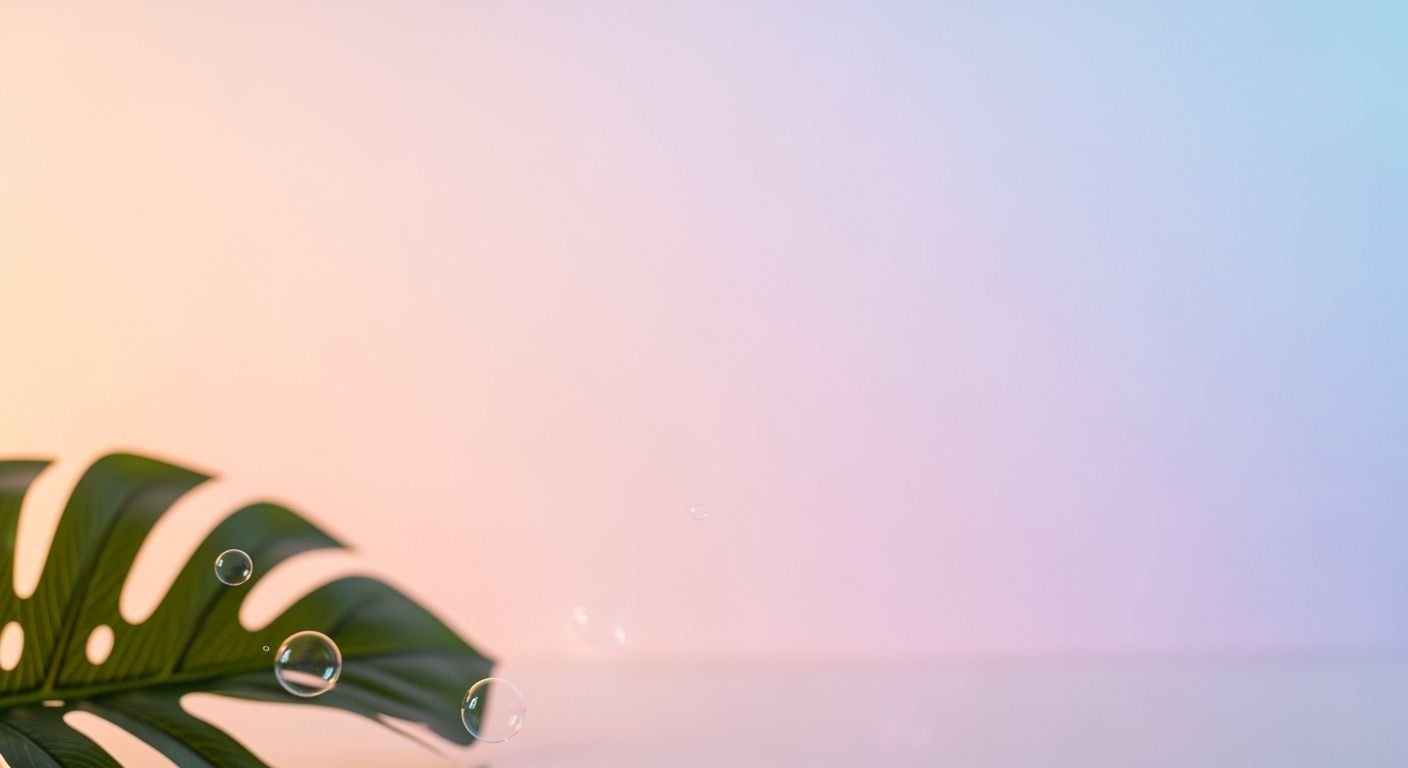 Green leaf with water droplets on