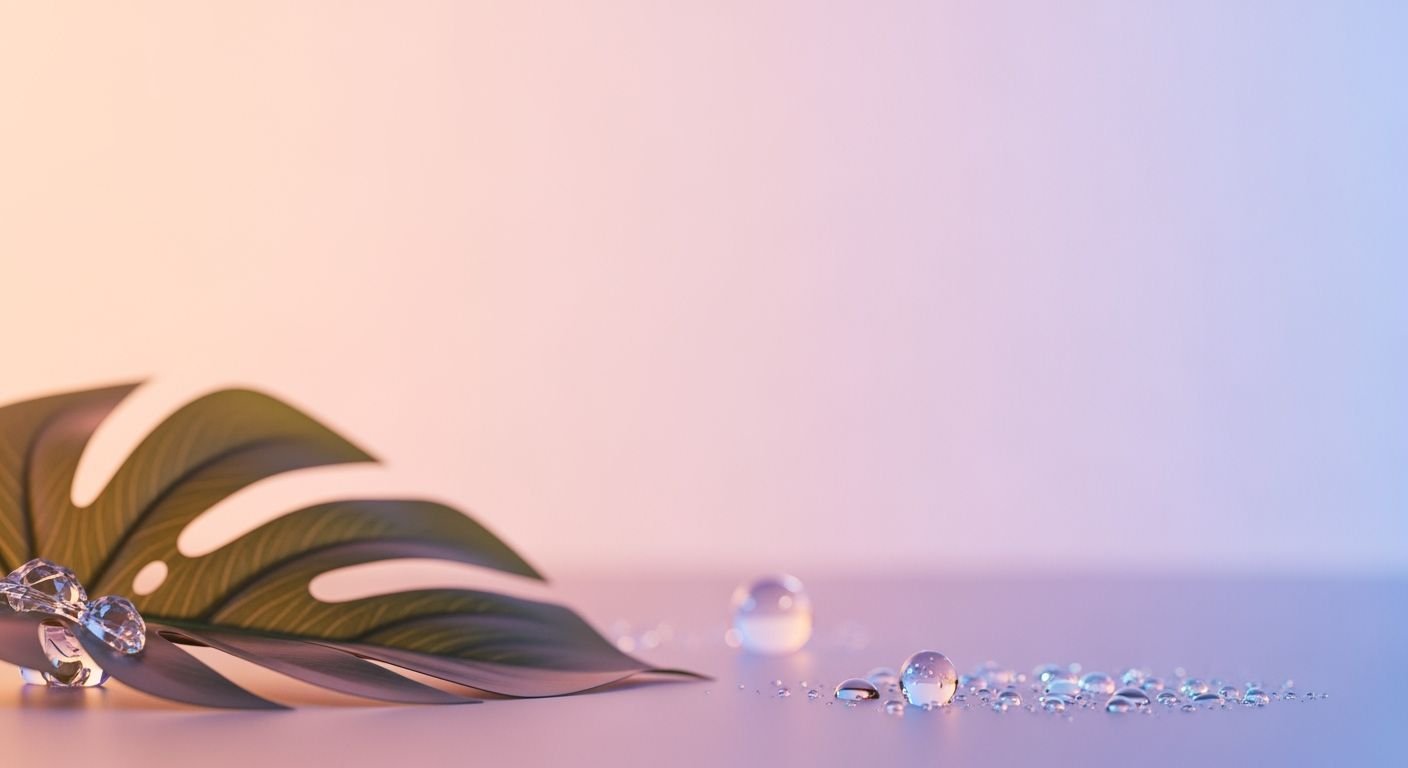 Leaf and water droplets on a