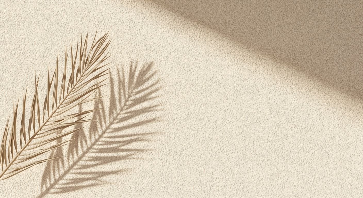 Palm leaf casts a shadow on