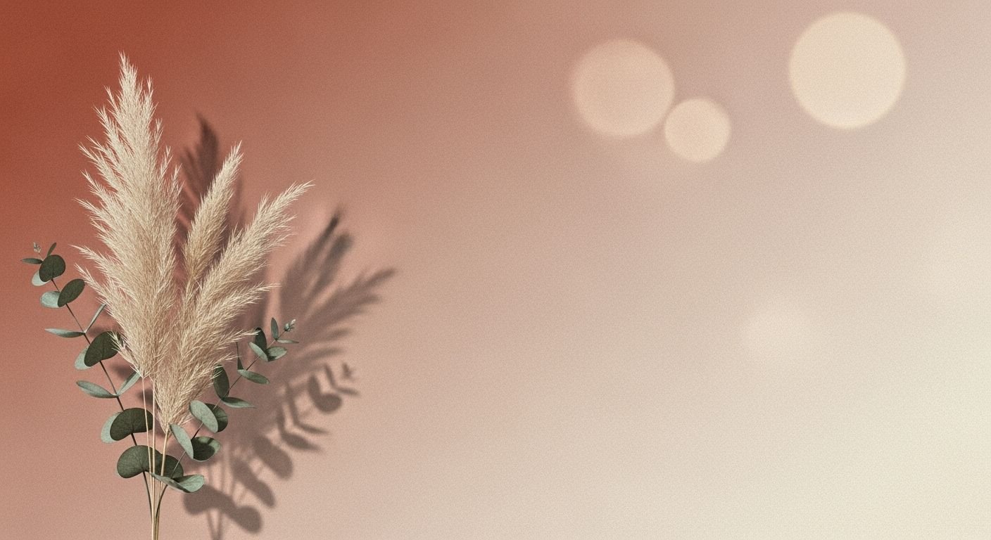Pampas grass and eucalyptus leaves on