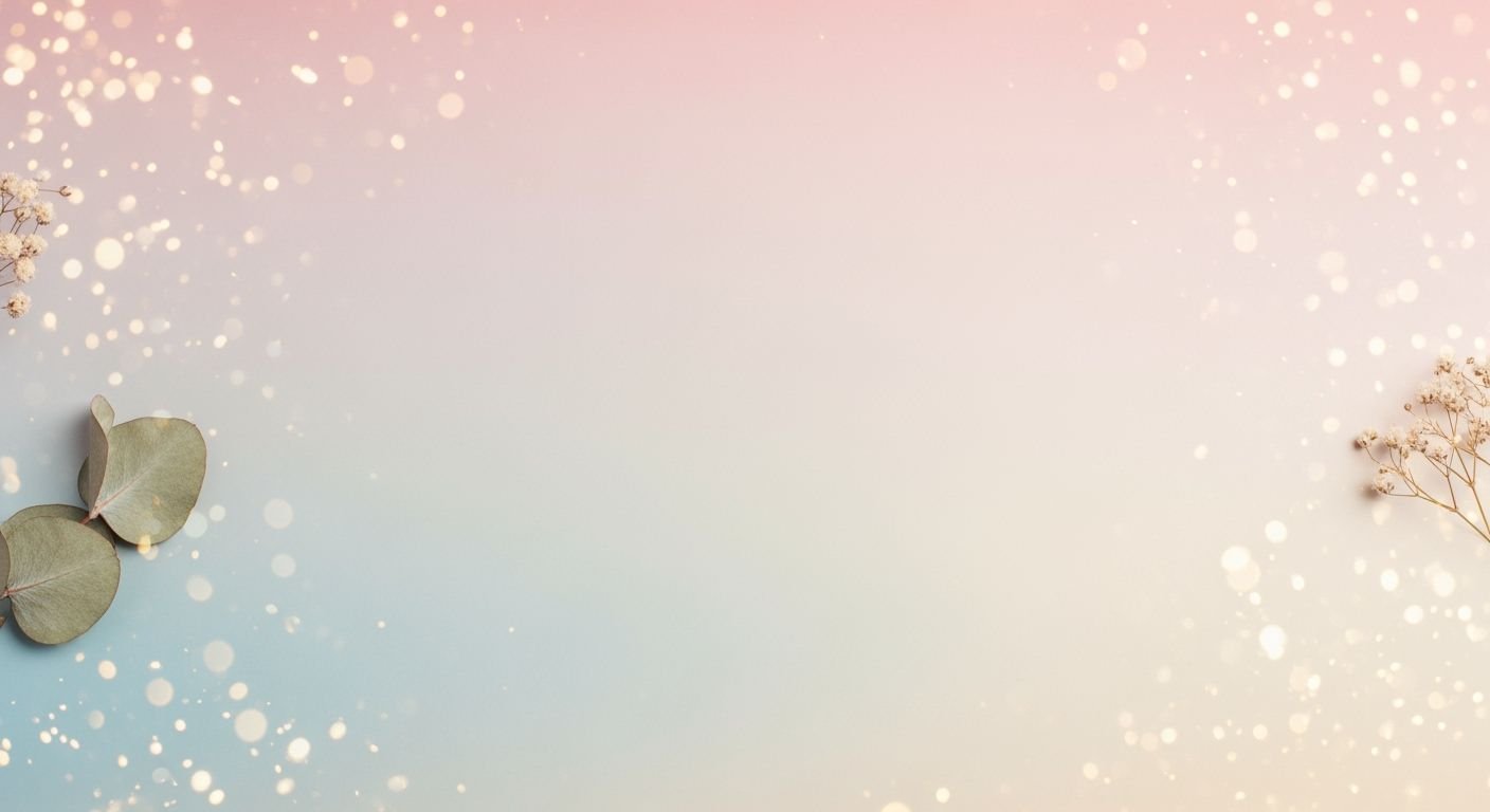 Pink and blue background with eucalyptus