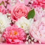 Pink background with flowers image