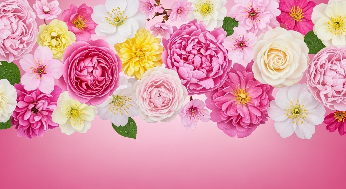 Pink background with flowers image 4