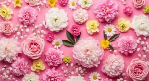 Pink background with flowers image 5