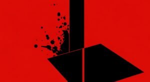 Red background with black image 4