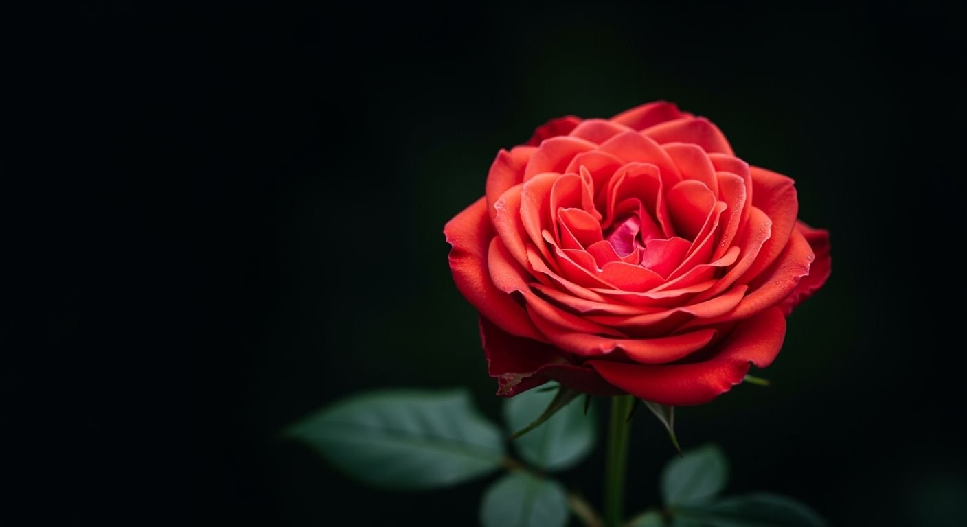 Red rose black background image 2