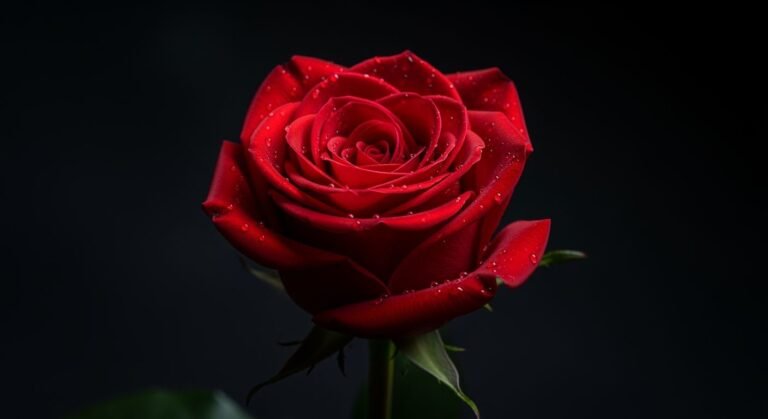 Red rose black background image 3