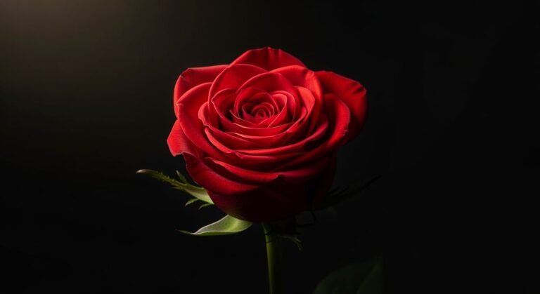 Red rose black background image 4