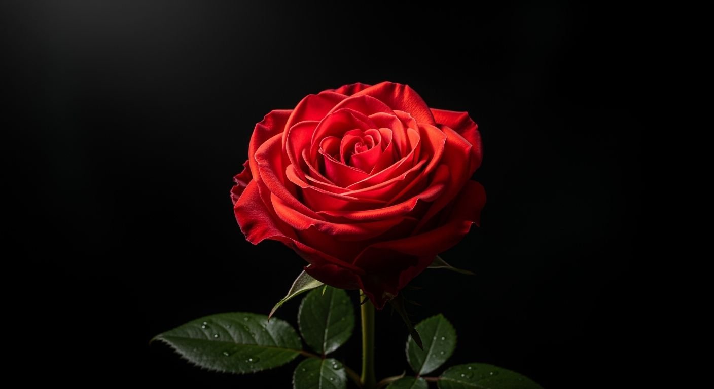 Red rose black background image