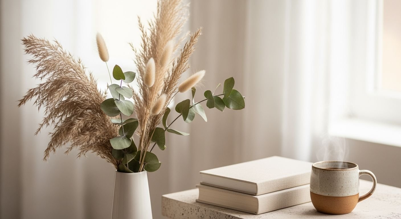 Vase filled with pampas grass next 3