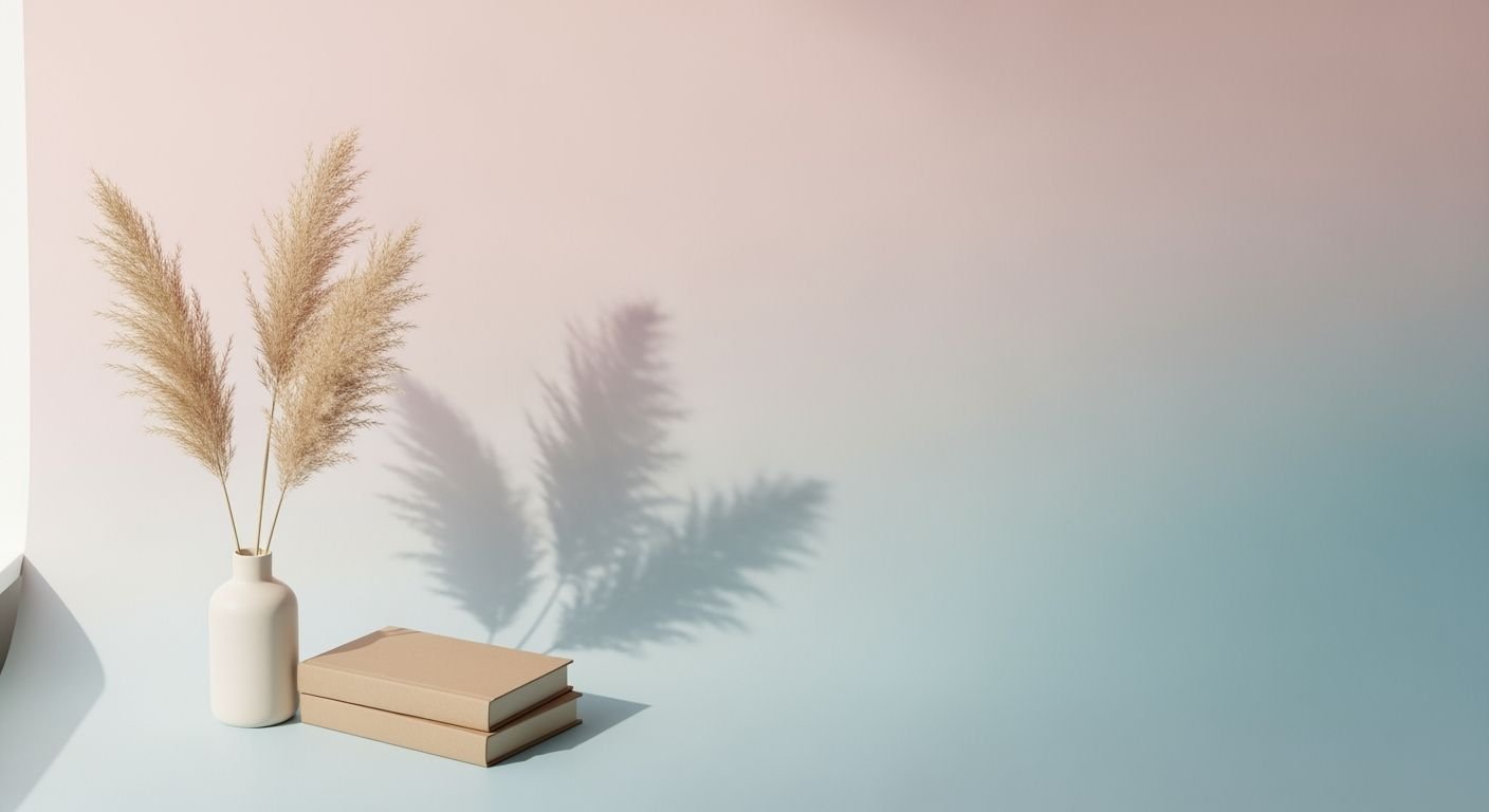 Vase of pampas grass next to 3