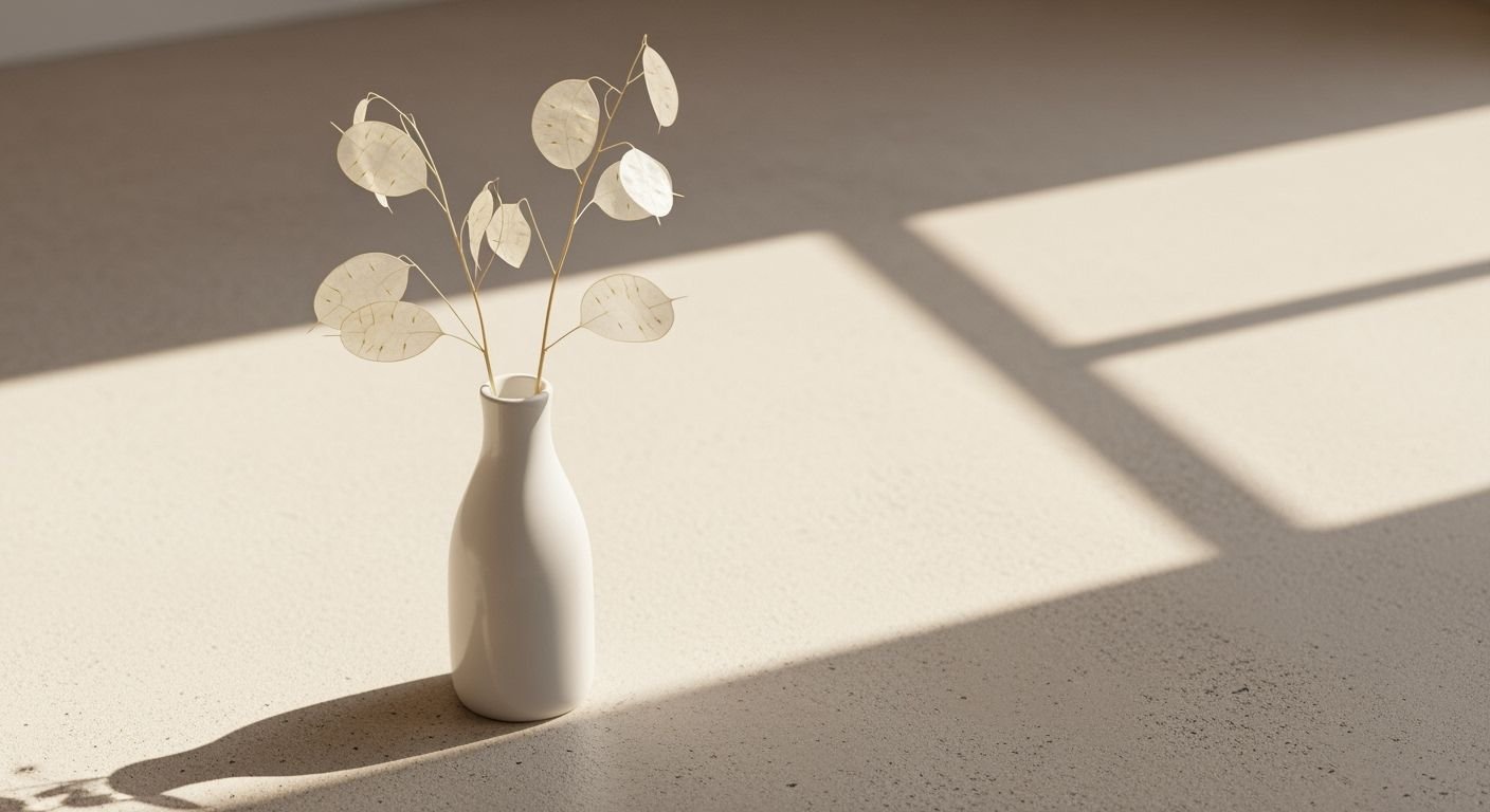 White vase with a plant in