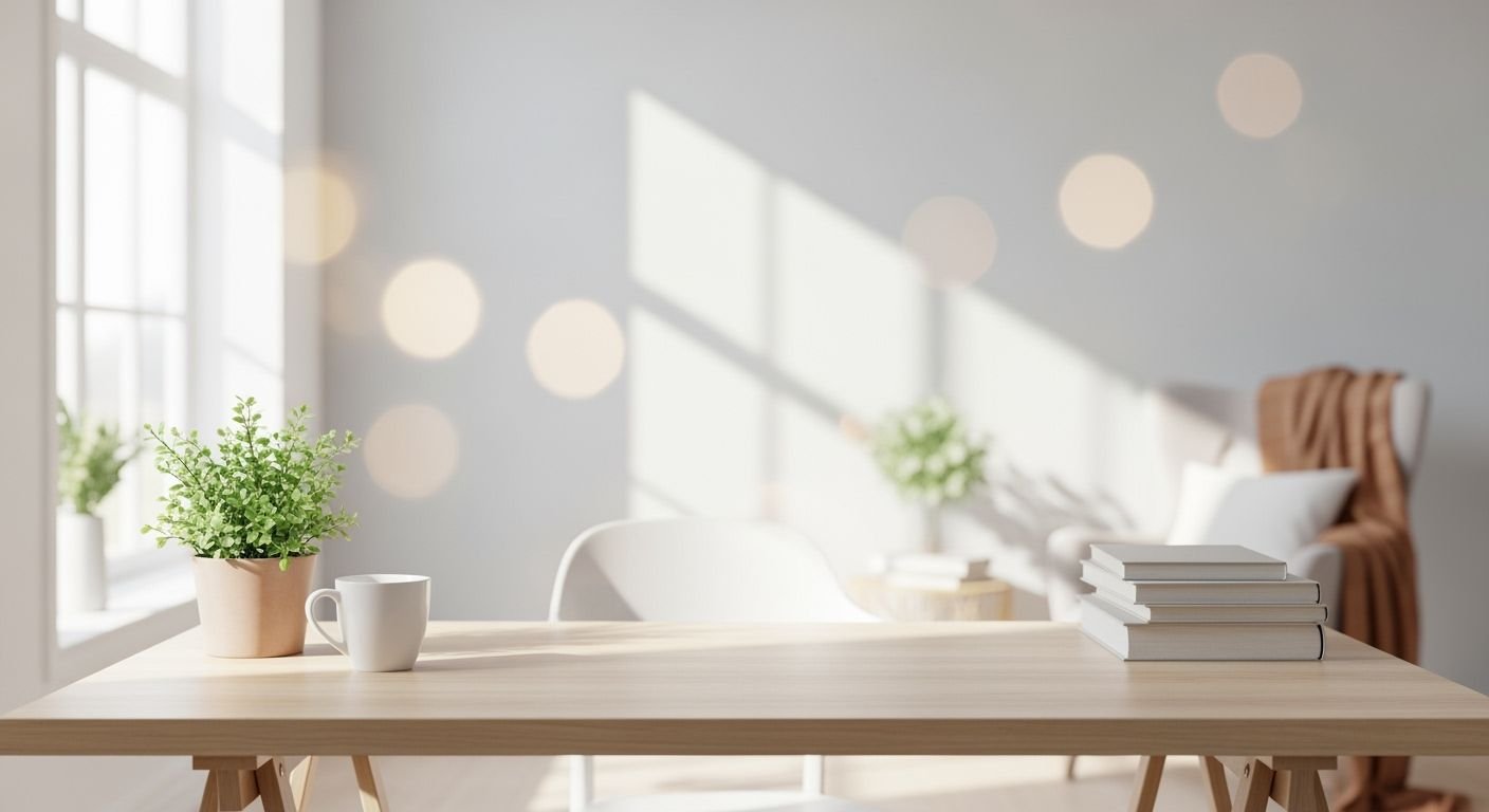 Wooden table with a cup of 2
