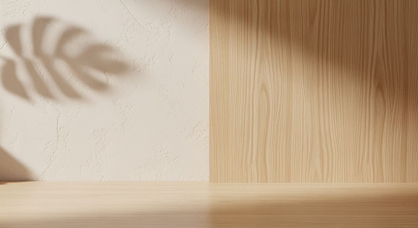 Wooden table with a shadow of