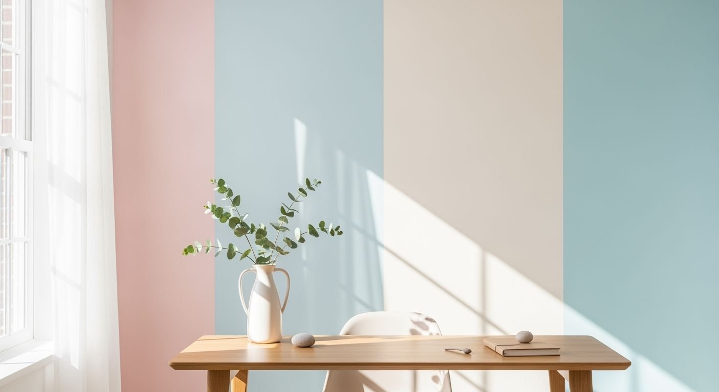Wooden table with a vase of