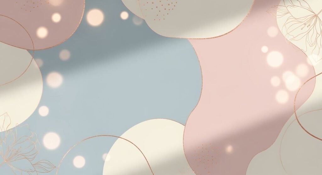 Blue and pink background with circles and flowers Background Image