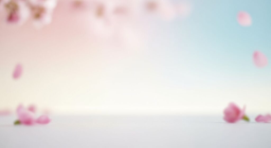 Blurry image of pink flowers falling from a tree Background Image