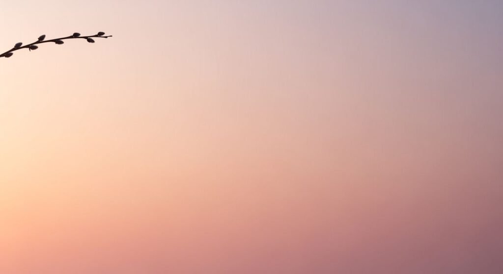 Branch of a tree with a pink sky in the background Background Image