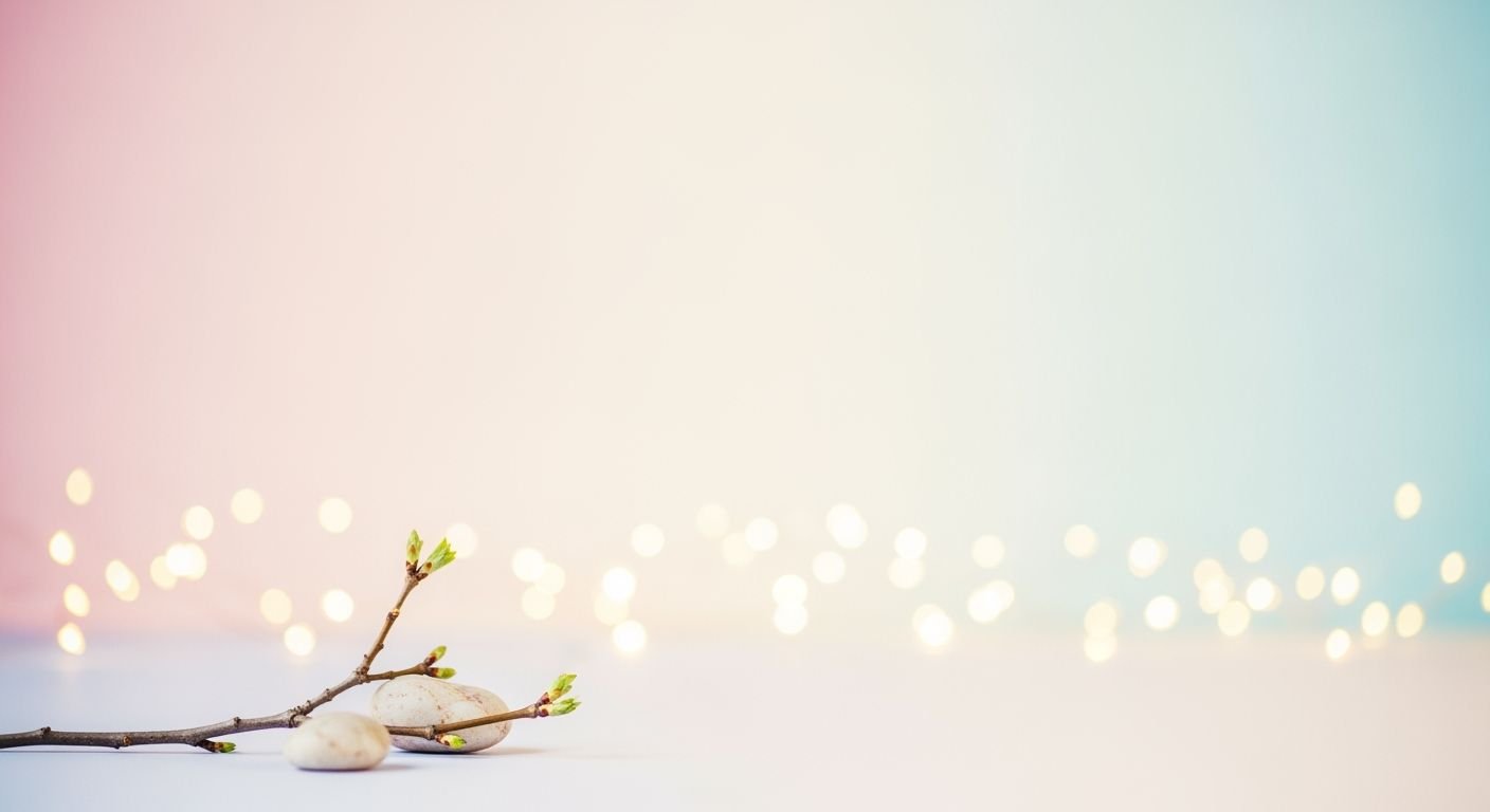 Branch of a tree with two white balls on it Background Image