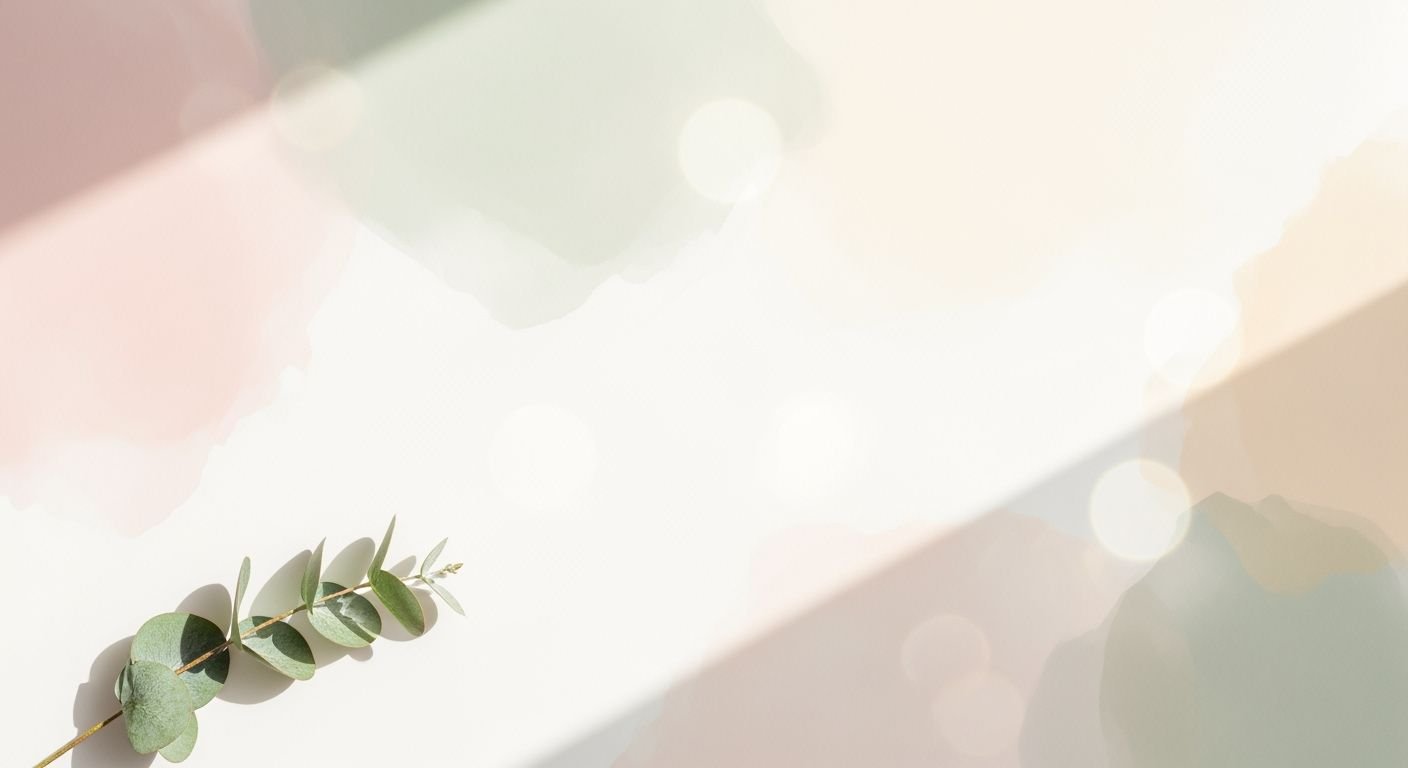 Branch of eucalyptus leaves on a white surface Background Image