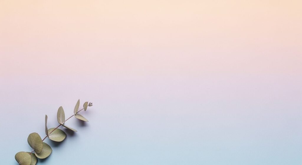 Branch of eucalyptus leaves on a pastel colored background Background Image