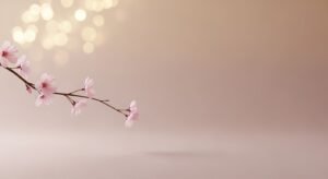 Branch with pink flowers on a beige background Background Image