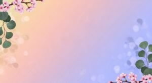 Branch with pink flowers on a blue and pink background Background Image