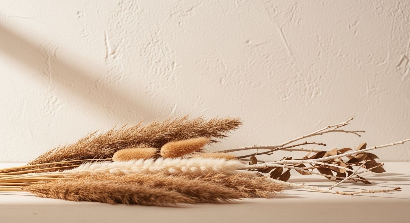 Bunch of dried grass sitting on top of a table Background Image