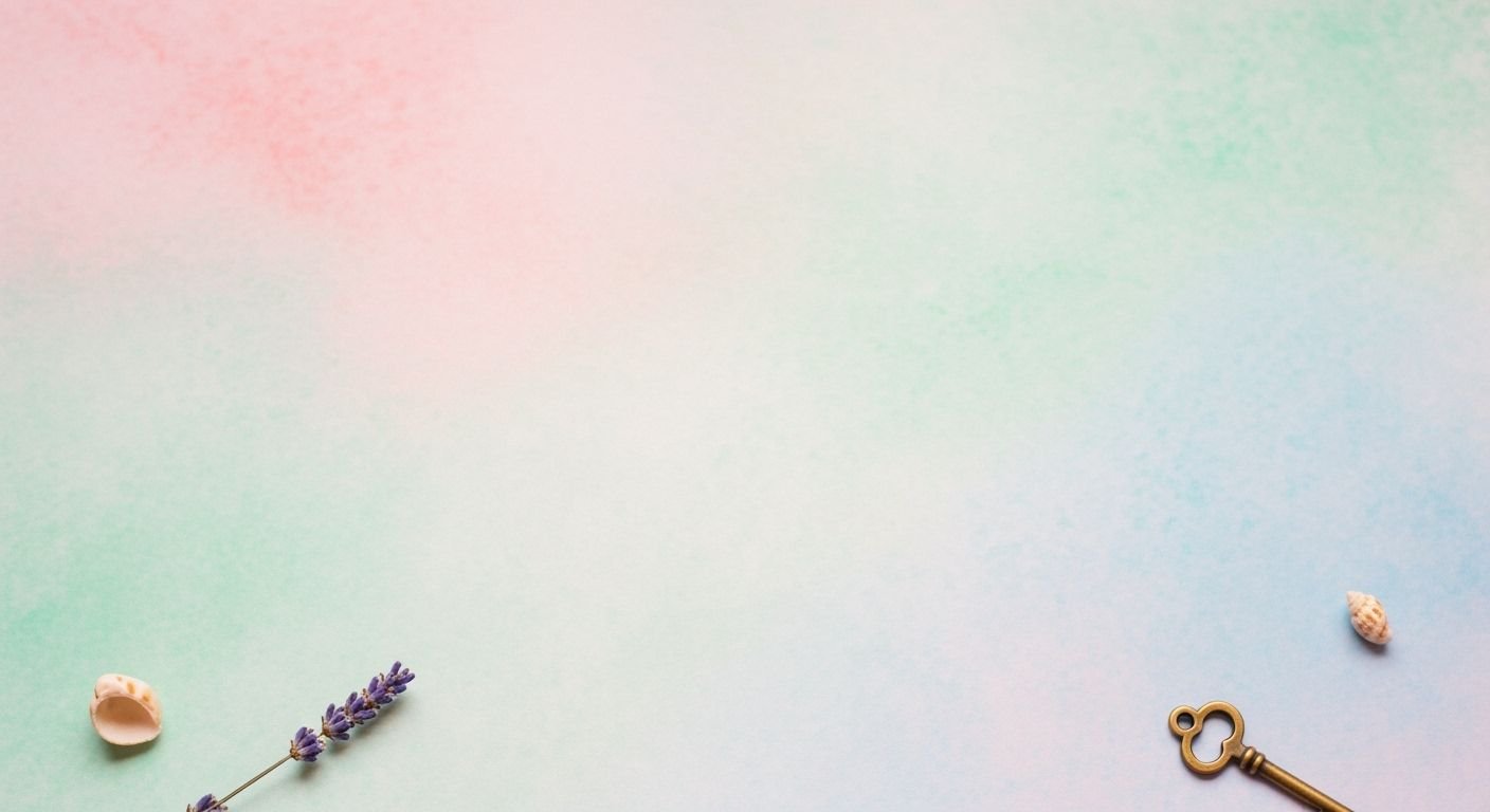 Bunch of flowers and a key on a colorful background Background Image