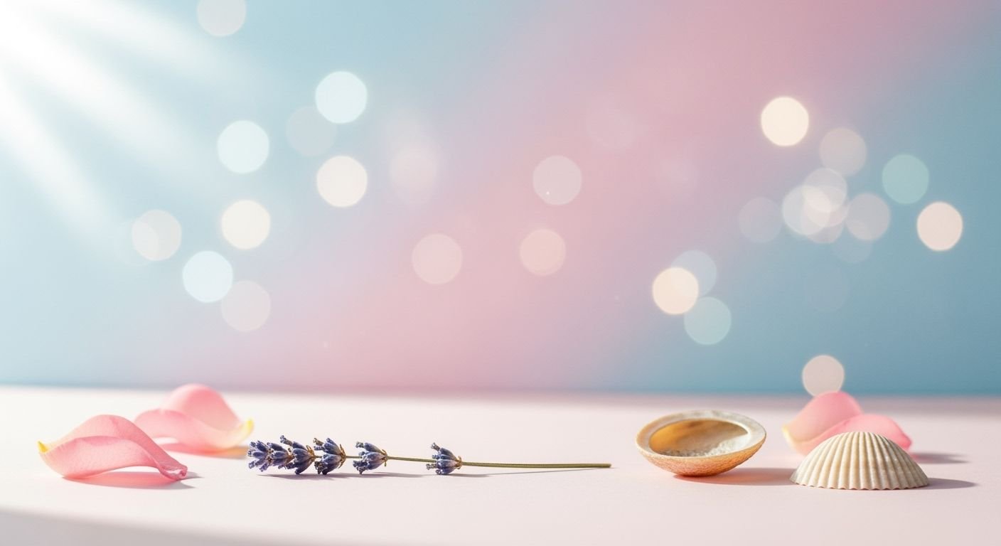 Bunch of lavender flowers sitting on top of a table Background Image