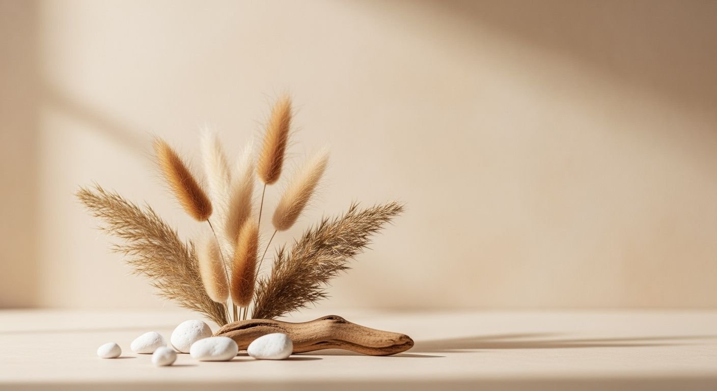 Bunch of pampas grass sitting on top of a table Background Image