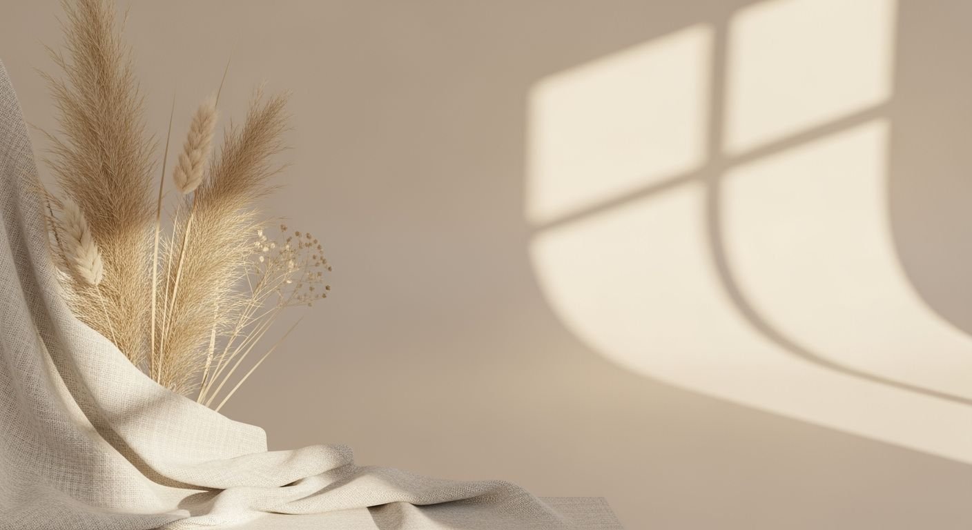 Bunch of wheat sitting on top of a table next to a window Background Image