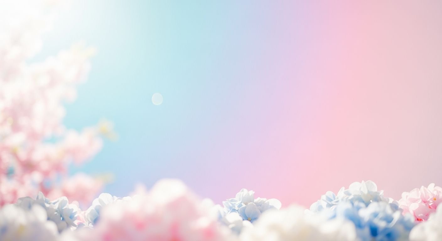Bunch of white and pink flowers on a blue background Background Image