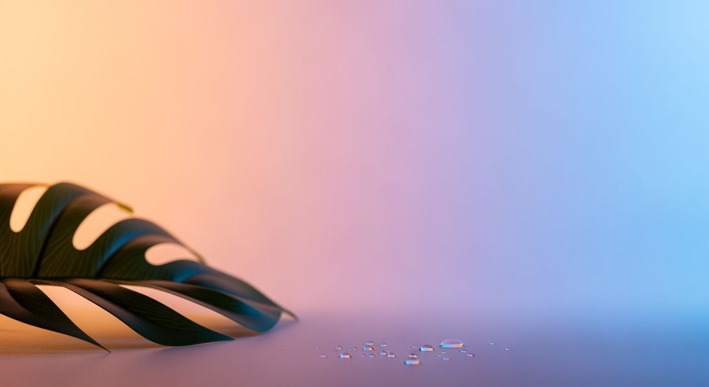 Close up of a leaf with water droplets on it Background Image