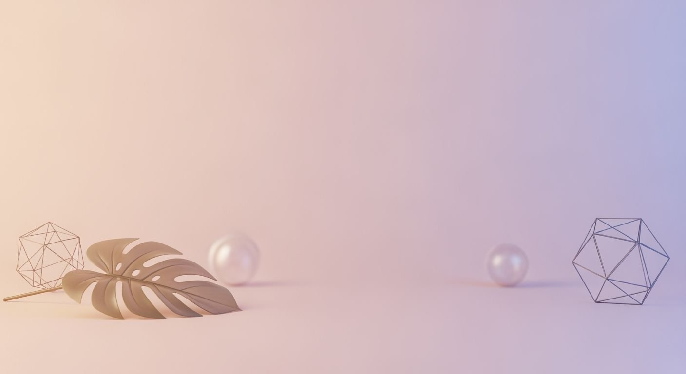Close up of a plant and some pearls on a table Background Image