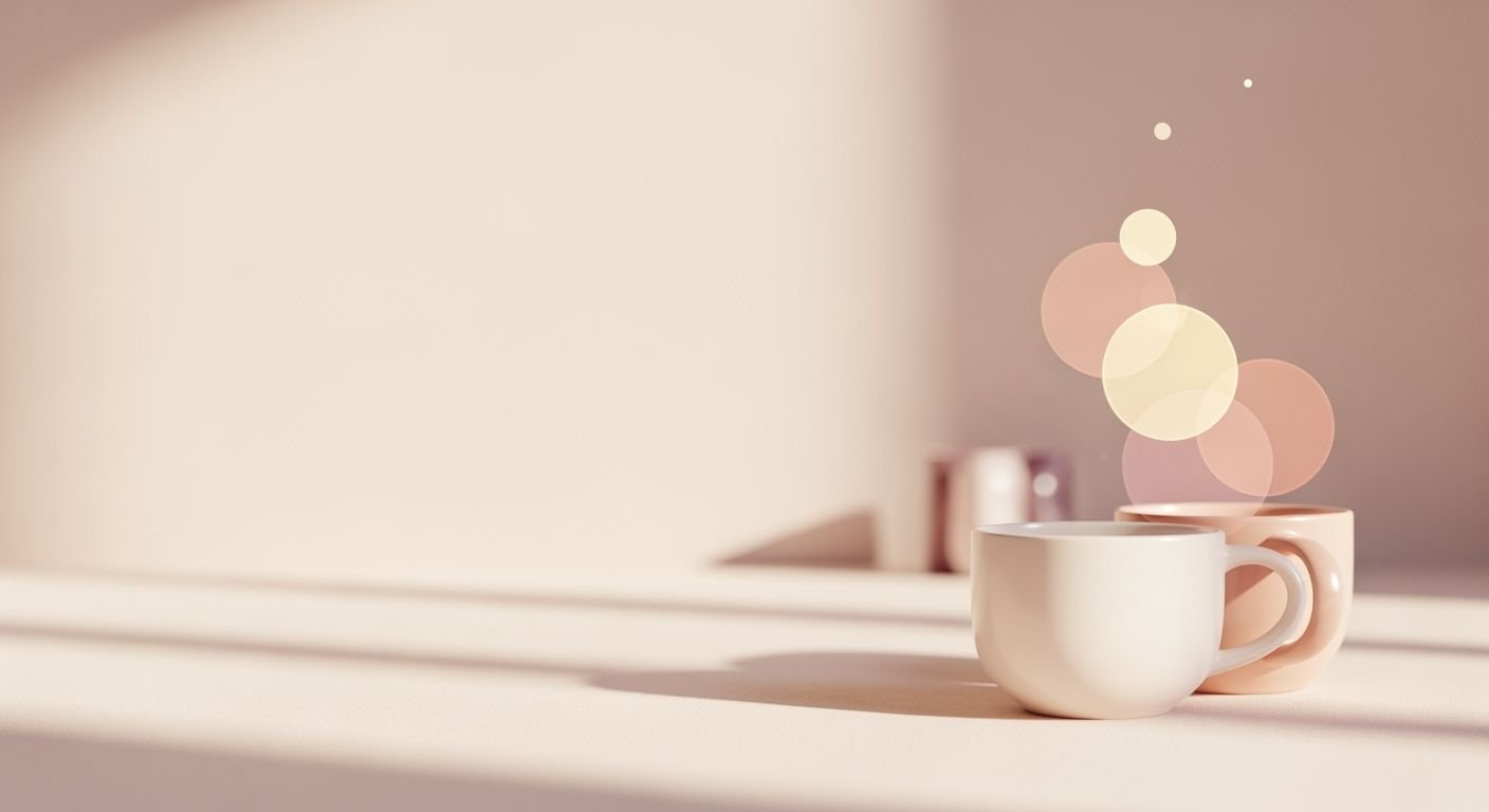 Couple of cups sitting on top of a table Background Image