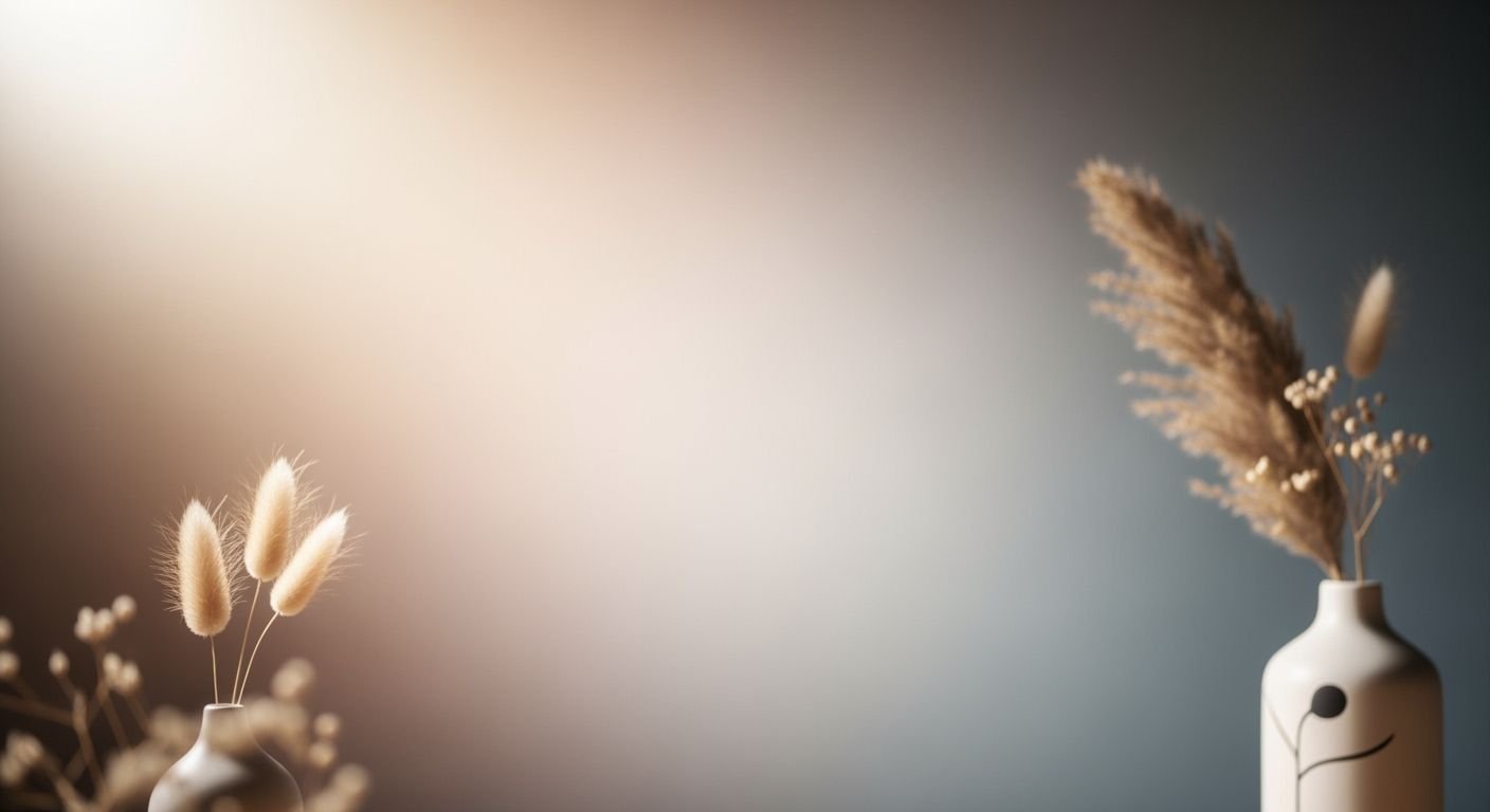 Couple of vases sitting on top of a table Background Image