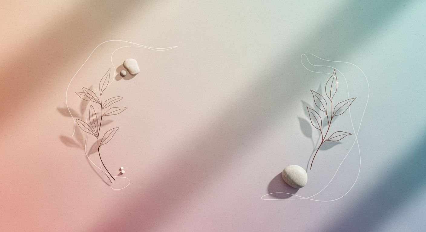 Couple of white pebbles sitting on top of a pink and blue surface Background Image