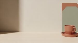 Cup and saucer sitting on top of a wooden table Background Image