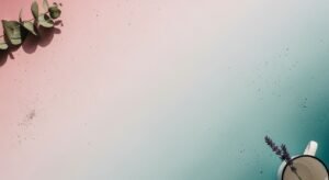 Cup of coffee and a plant on a pink and blue background Background Image