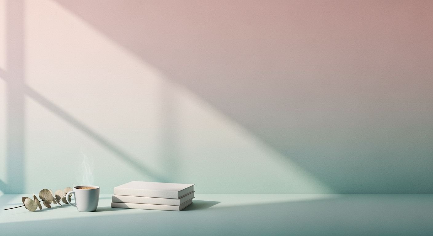 Cup of coffee and a stack of books on a table Background Image