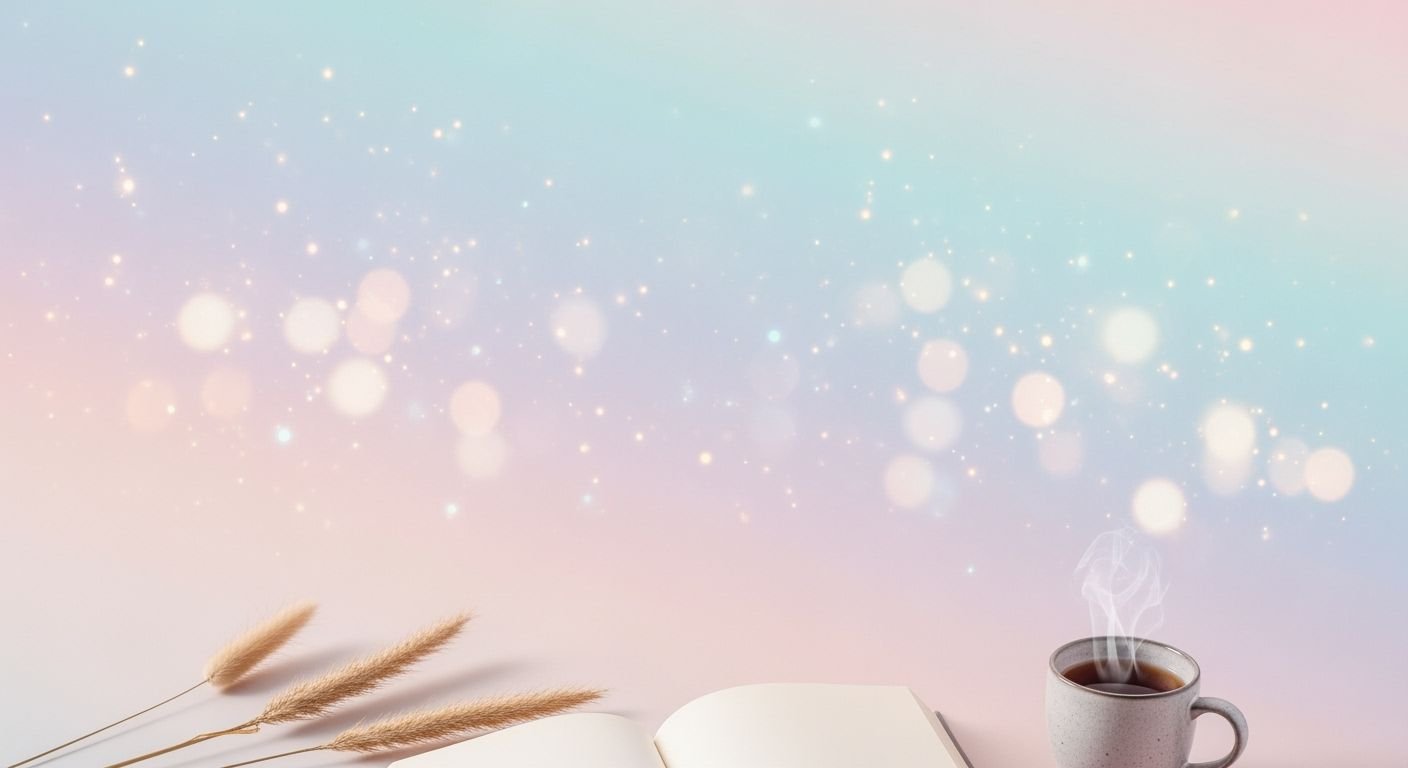 Cup of coffee and an open book on a table Background Image