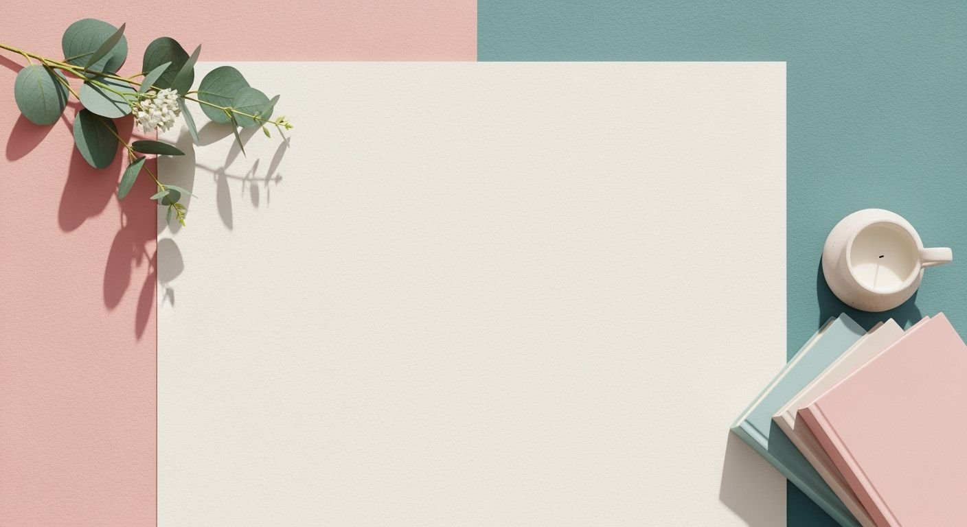 Cup of coffee and some books on a pink and blue background Background Image