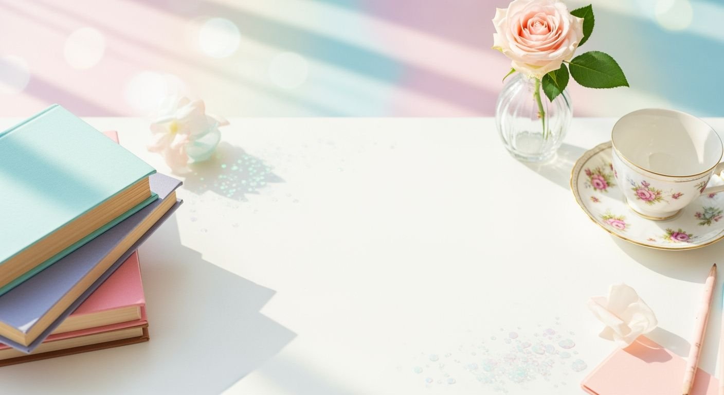 Cup of tea and a stack of books on a table Background Image