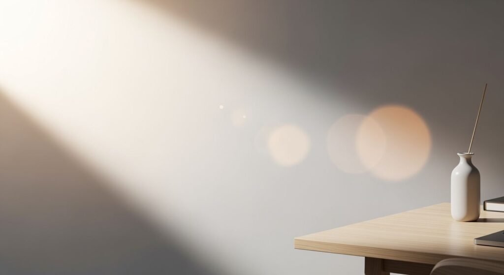 Desk with a laptop and a lamp on it Background Image